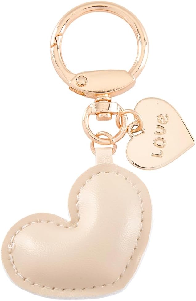 PU Leather Heart Keychain Ornament Heart Shaped Cute Keyring Pendant Leather Keychain Holder Charms with Ring Clip