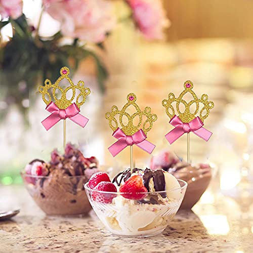 Lebery 30Pcs Gold Glitter Crown Cupcake Toppers Glitter Princess Cupcake Toppers Crown Cake Picks Tiara Cake Cupcake Toppers Crown Cake Cupcake Decoration For Wedding Birthday Baby Shower Party Decor #TOP5