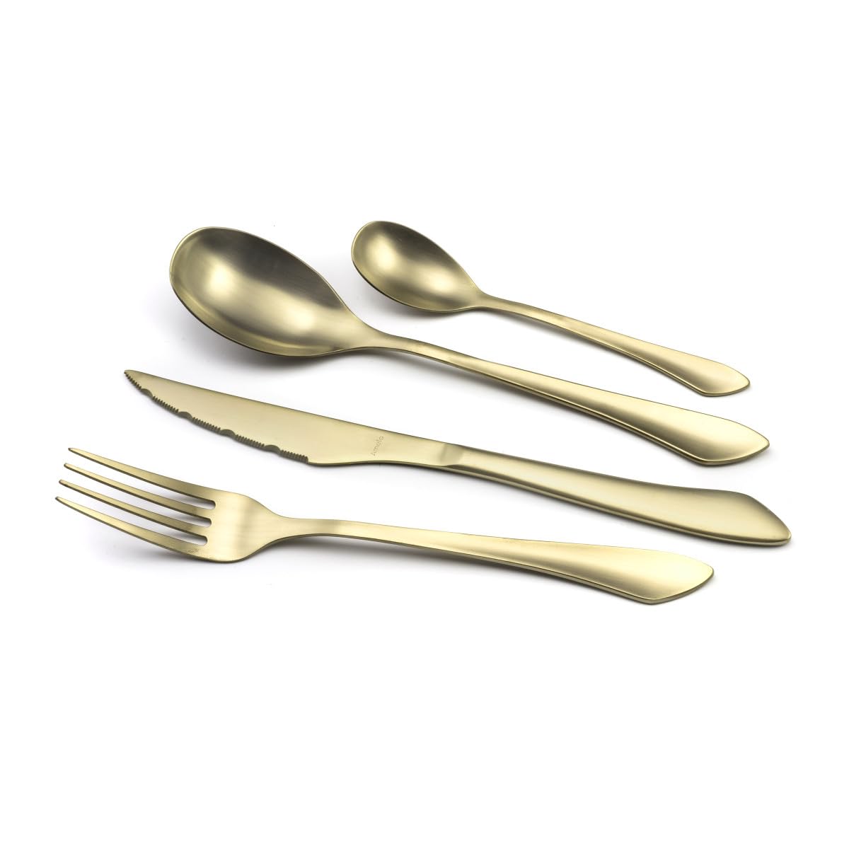 AMEFA Instinct Couverts de table Pour 4 personnes, 16 pces Doré/Champagne | Coffret 16 couverts pour 4 personnes, Acier inox 18/0, Finition PVD Champagne, Lavage à la main recommandé