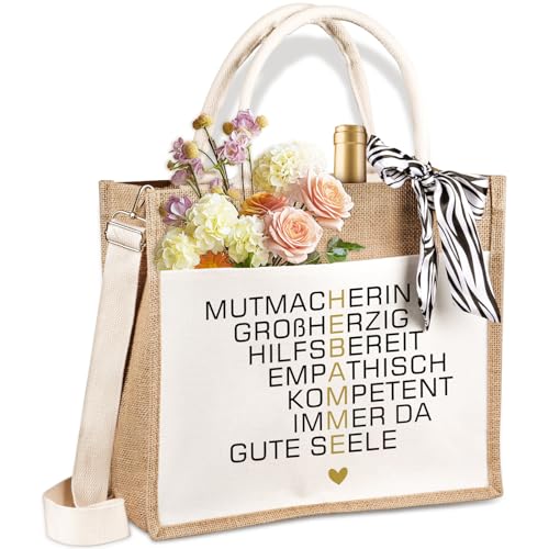 Giftota Hebamme Geschenk - Jutetasche - Faltbare Wasserdicht Einkaufstasche für Hebamme - Geschenke für Frauen - Jute Tote Bag - Shopper - Strandtasche