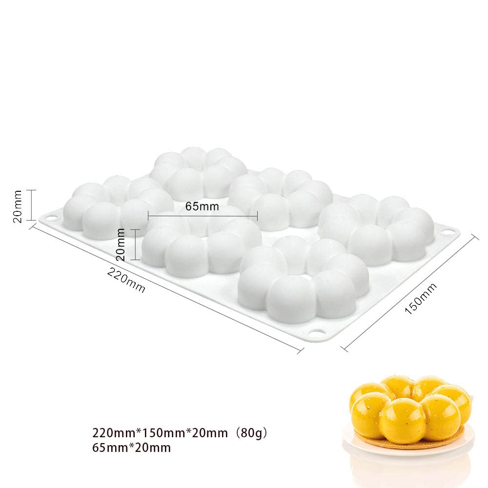 Stampi per torte in mousse francese in silicone, stampo per candele di sapone al cioccolato fai da te 3D Bakeware, 6 fori ciambella a petalo