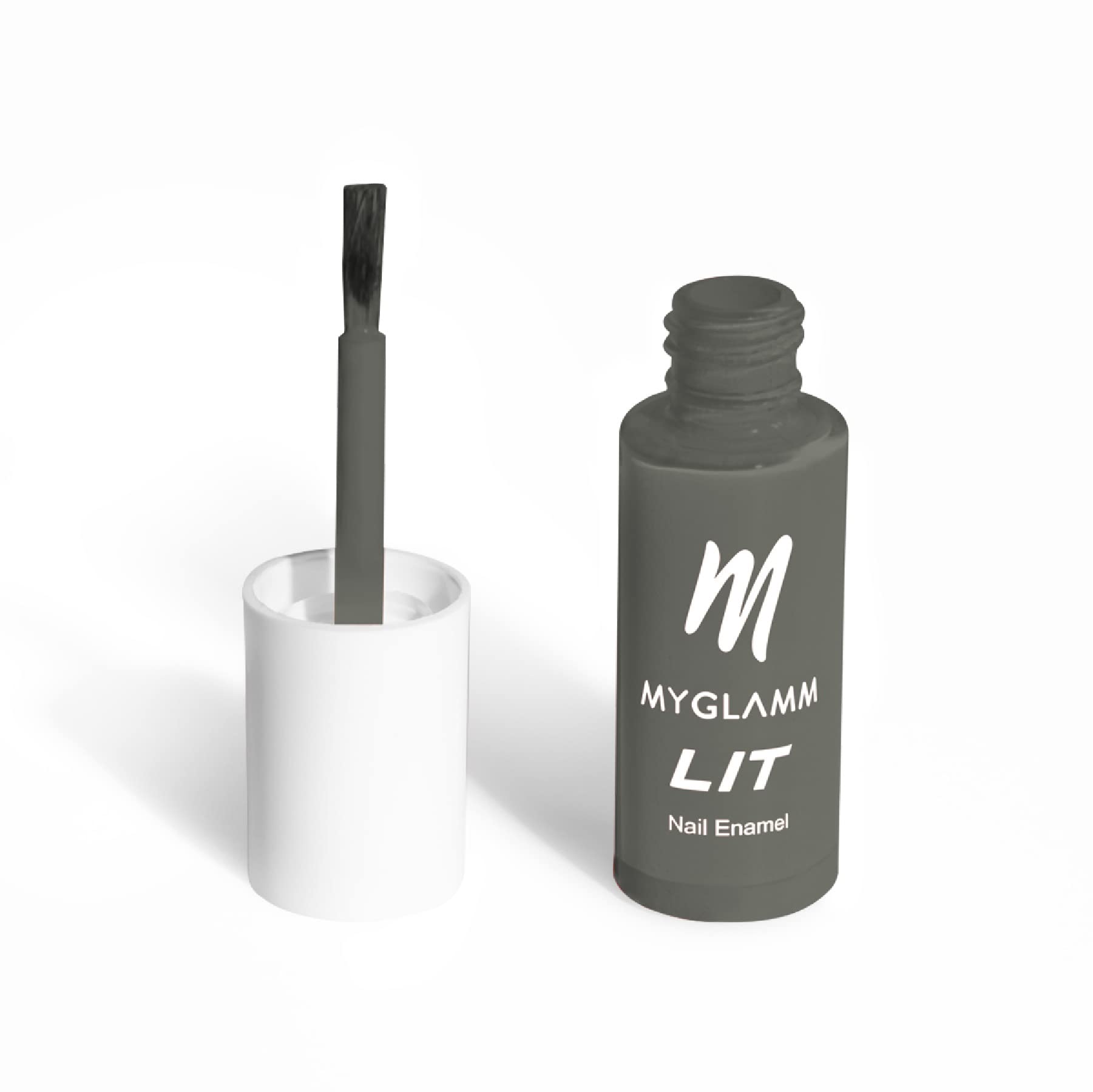 MyGlamm LIT Nail Enamel-Grounded (Gray)-7ml | Nail Polish | Nail Paint | Long Lasting Nail Polish | Chip Resistant | Glossy Finish