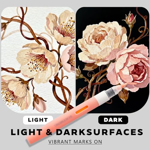 Image of ROSYMENG Skin Tone Art Markers: 36 Colors Acrylic Paint Pen Set with Soft Brush Tip, Straight Liquid Quick-Dry Design, Drawing Supplies for Adult Coloring Books, Rock, Wood, Glass, Fabric