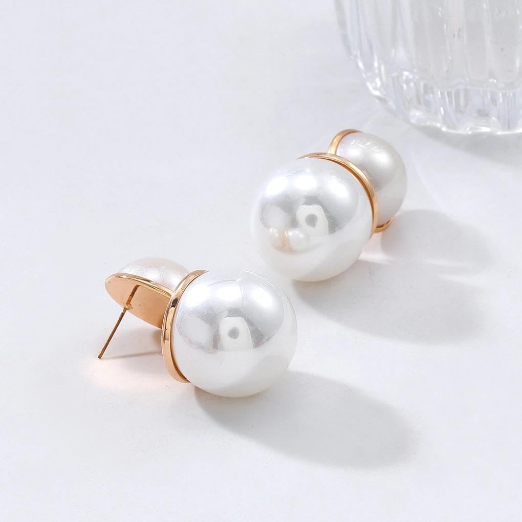Gold Pearl Earrings for Women,Large Pearl Dangle Drop Earrings Formal Unique Pearls Jewelry - Image 5