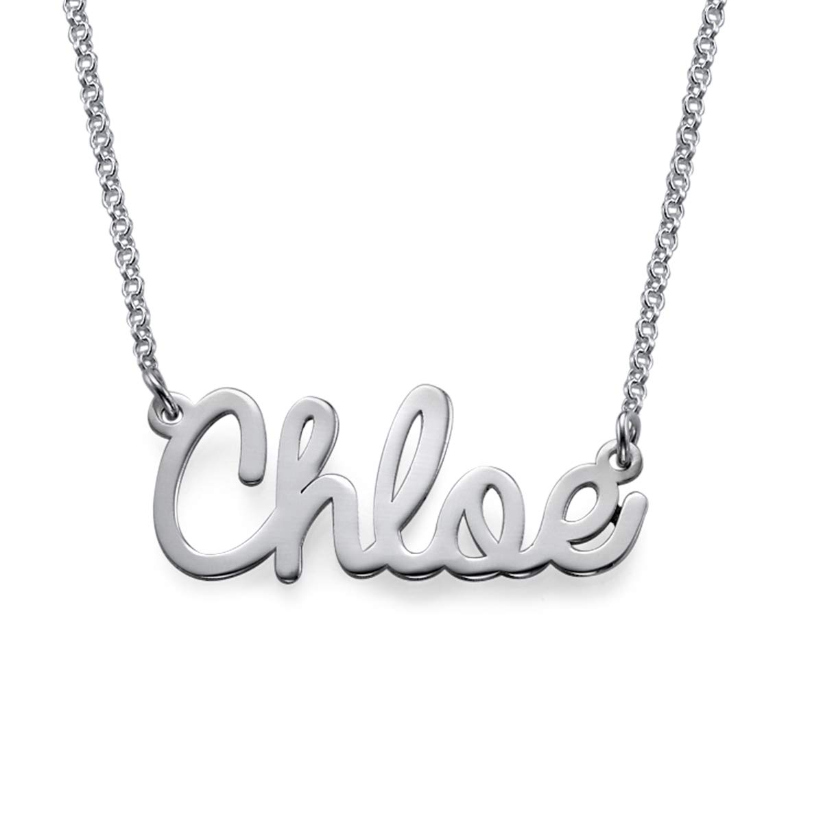MYKA Personalisierte Kursive Namenskette aus Sterling Silber 925 - Vergoldet - Typenschild Name Schmuck Geschenk für Damen - Mutter - Freundin