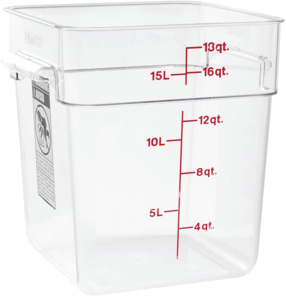 Cambro, 18 Quart Camwear Polycarbonate Square Food Storage container, Clear