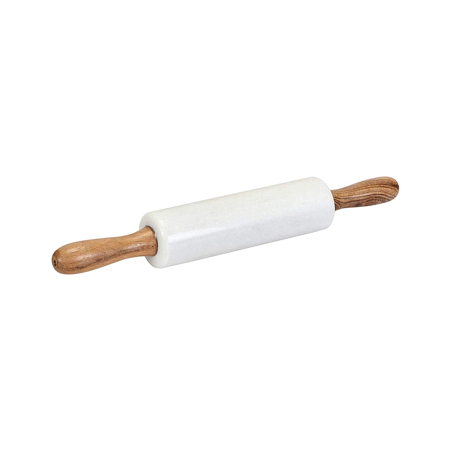 Stri� Marble & Handicraft Makrana Marble Roti Belan Rolling Pin/Chapati Maker/Roti Roller/Chapati Roller with Wooden Handle (White Marble)