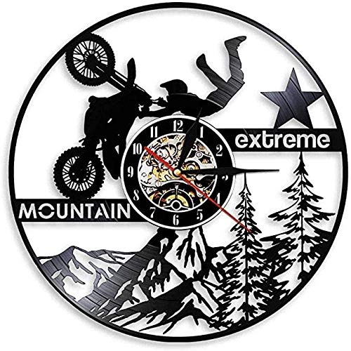 Motocross Mountainbike Wanduhr Extreme Motorrad Vinyl Schallplatte Wanduhr Ohne LED