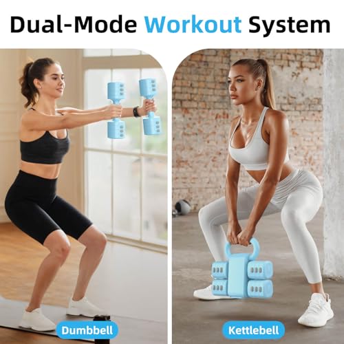 Image of 2-in-1 Adjustable Dumbbell Set, 4-Level Weights for Women | Convertible Dumbbell & Kettlebell, Adjustable 2.2-5.5lb Each, Quick-Change Button, Compact for Home Gym, Office & Outdoor