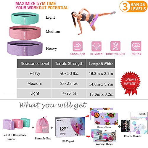 Hurdilen Resistance Bands Loop Exercise Bands,Workout Bands Hip Bands Wide Resistance Bands Hip Resistance Band for Legs and Butt,Activate Glutes and Thigh (Pink,Light Purple,Green)
