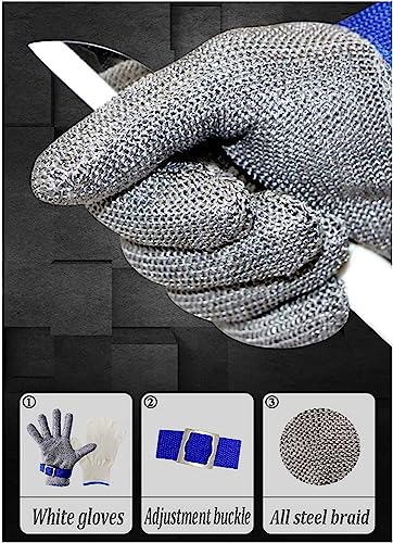 Guantes anticorte de acero inoxidable 316 talla L para cocina y jardín, pack de 3 unidades 4