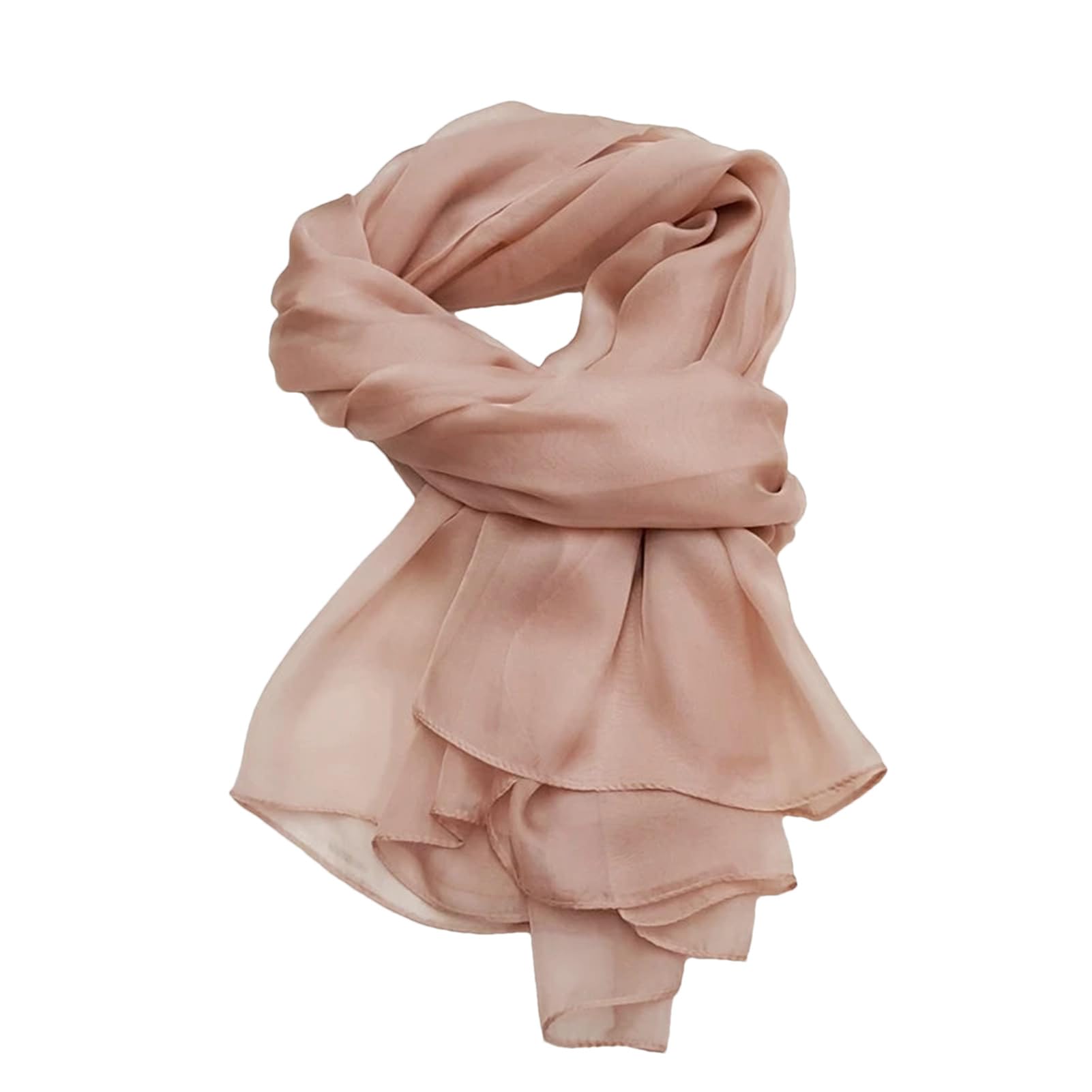 Sciarpa di seta leggera traspirante da donna, scialle avvolgente in chiffon, lunga spiaggia, sciarpa di seta solida
