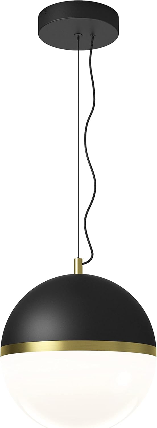 artika Nova 15W LED Large Ball Pendant Light Fixture for Kitchen Island, Black and Gold - 1100 Lumens, Tunable White Color Technology, No Bulb Required