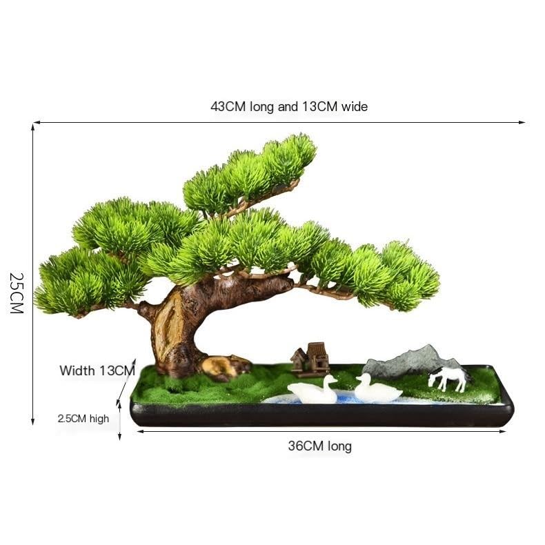 Bonsaï Artificiel Simulation Plante bonsaï Plante Verte en Pot Salon Maison Bureau créatif Paysage décoration Chinois Zen Ornements Faux Arbre D'intérieur