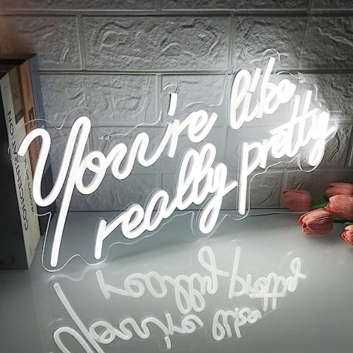 You Are Like Really Pretty，Logotipo blanco de neón LED para bodas, suministro de energía USB para la decoración de la Sala de estar de la Sala de belleza familiar del dormitorio (5v, 18.1 "* 9.1")