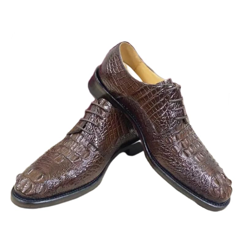 Authentic Real True Crocodile Skin Men's Brown Dress Shoes Genuine Alligator Leather 100% Hand Sewing Male Lace-up Formal Shoes