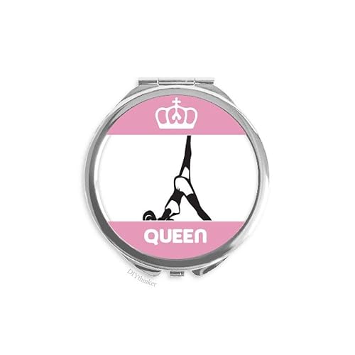 Leg Motion Yoga Girl Keep Healthy Sports Mini Espejo de maquillaje portátil de doble cara Queen