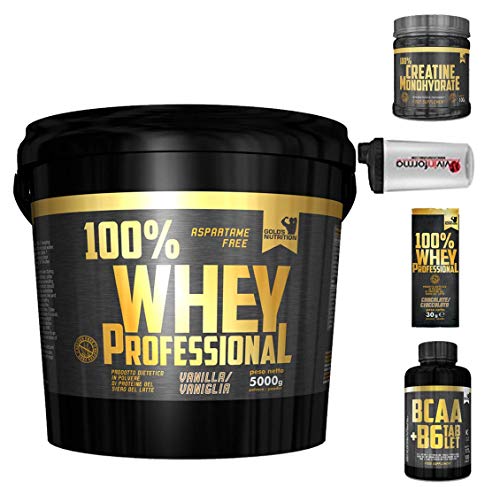  Multi Marca Gold\'s Nutrition 100% whey Protein Professional 5 kg proteine siero Vaniglia