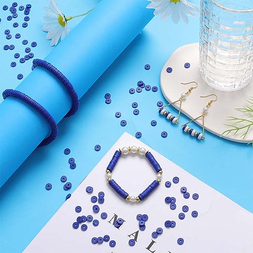 SUNNYCLUE 2 Strands 700Pcs+ Blue Clay Bead Heishi Beads 6mm Polymer Clay Bulk Summer Ocean Heishi Disc Spacer Loose for Jewellery Making DIY Bracelets Necklace Craft Supplies - Image 4