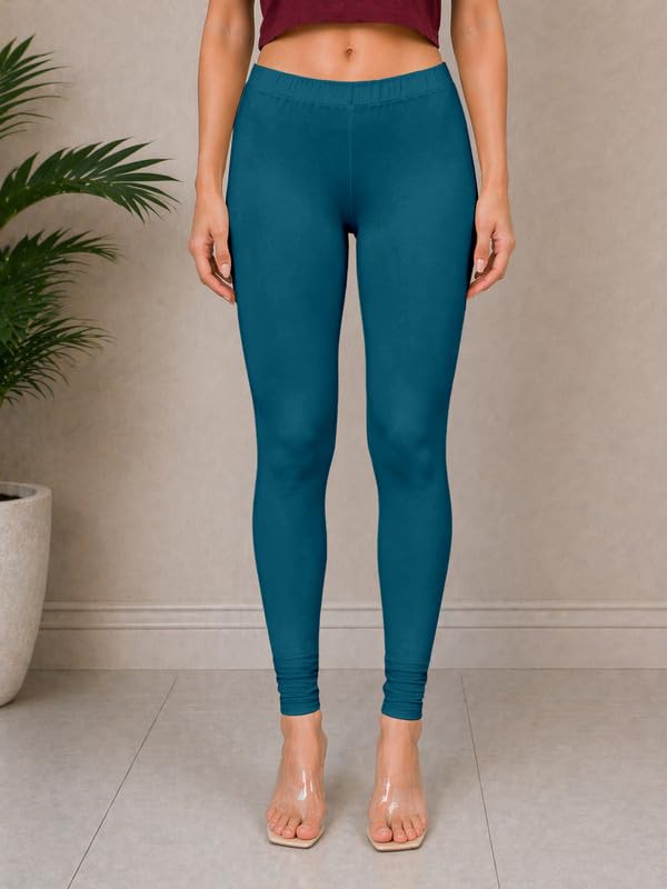 Image of TRENDMALLS Women's Microfiber Elastane Stretch Soft Churidar Length Leggings with Ultrasoft Waistband