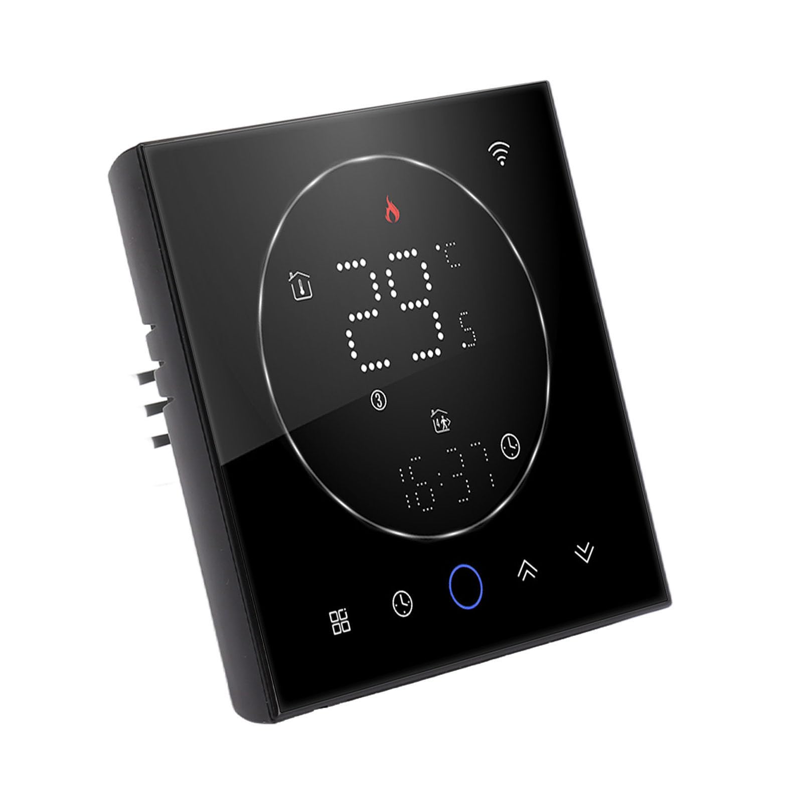 SIXRUN Programowalny Inteligentny Termostat Domowy Termostat z Ekranem Dotykowym WiFi AC 95 do 240 V 41 do 95F 16A Sterowanie Głosem 6-okresowe Programowanie Ogrzewania Elektrycznego Mieszkanie