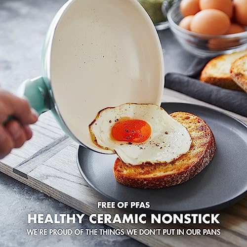 Image of GreenPan Rio Healthy Ceramic Nonstick 16 Piece Cookware Pots and Pans Set, PFAS-Free, Dishwasher Safe, Turquoise