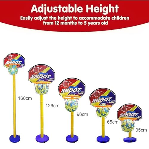 Image of AASA Basketball Game for Kids Indoor Outdoor Mini Hoop Playset with Ball and Net Height Adjustable Basketball Toy for Boys and Girls Multicolour (Basket Ball Set)