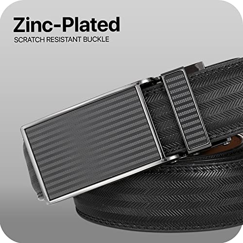 Image of Marino Avenue Ratchet Belt for Men. Adjustable Leather Dress Belt with 38 Easy to Click Into Place Ratchet Closures.