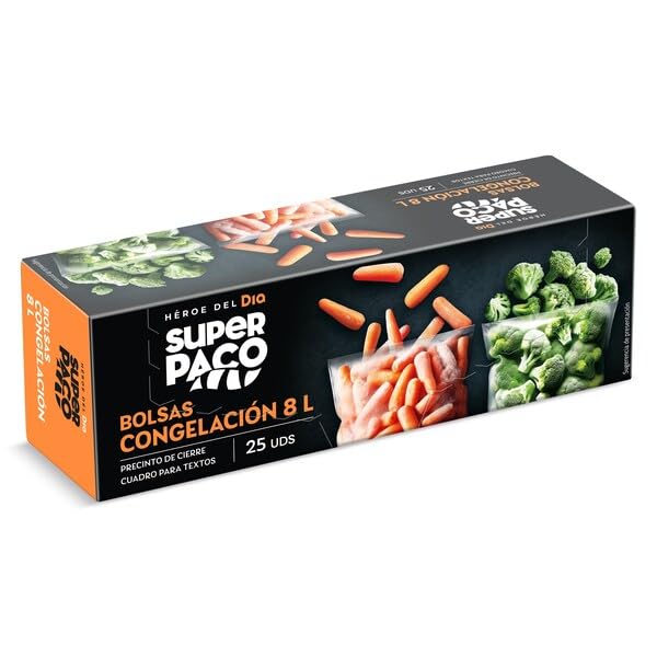 Super Paco de Dia Bolsas de Congelación 8L, Pack de 25