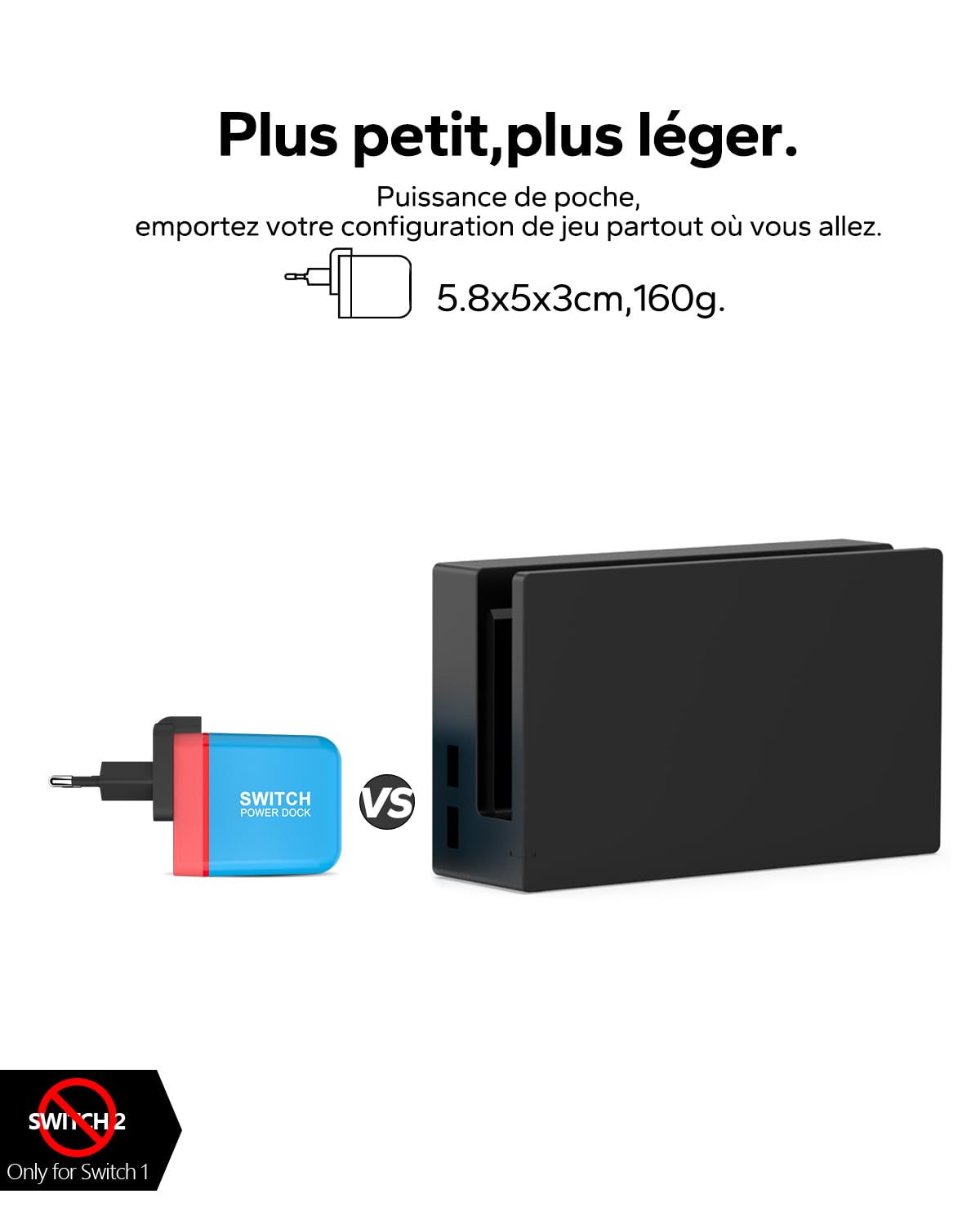 TreasLin Switch Dock Chargeur USB-C 36W pour TV Dock Station 4K 60Hz HD Portable