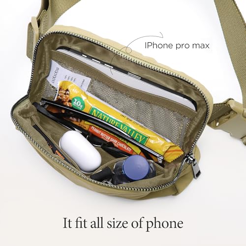 Image of ODODOS Unisex Mini Belt Bag with Adjustable Strap Small Fanny Pack for Workout Running Traveling Hiking, Khaki Green