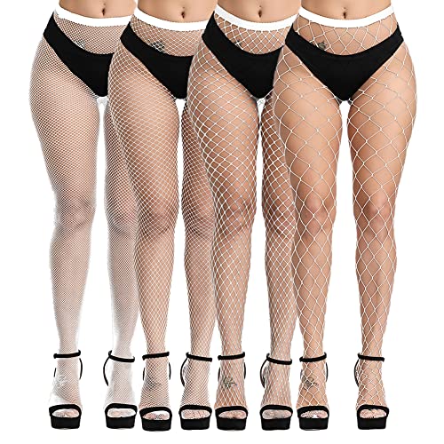 Image of Blostirno Women's High Waist Fishnet Stockings Tights Thigh Highs Pantyhose Sexy Stocking