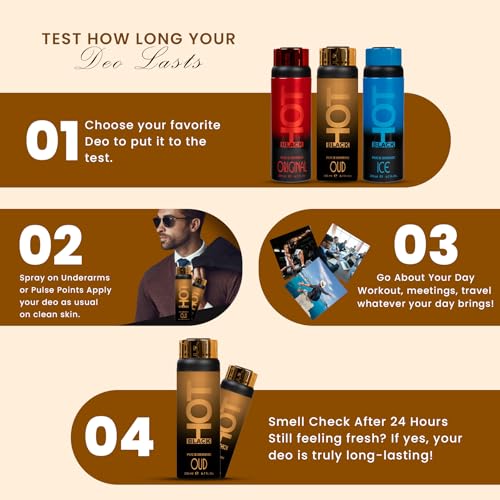 Image of BERNARD DIMITRI HOT BLACK OUD Deodorant for Men & Women - 200 ML Each| Pack of 2| Fragrance Luxurious Agarwood |Long-Lasting Freshness Smell | Deo Idle Gift For Loved Once