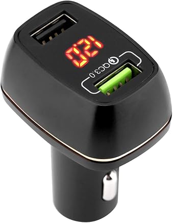 EBTOOLS QC3.0 Cargador de Coche con Pantalla Digital Cargador R?pido de Carga Cargador de Coche Dual USB Adecuado para la Mayor?a de los Tel?fonos Inteligentes