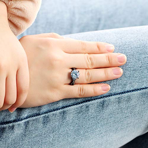 T Brand Black Plated Infinity Wedding Bridal Rings Round Cut Big Cubic Zirconia Solitaire Accented ZY1042