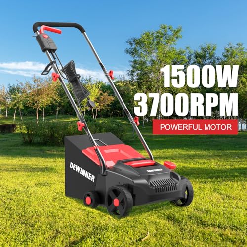 DEWINNER 1500W Lawn Scarifier and Aerator, Electric Scarifiers for Lawns with 2 Interchangeable Rollers, 4 Adjustable Positions, 30L Grass Box, 33CM Working Width, 10M Power Cord 7 DEWINNER 1500W Lawn Scarifier and Aerator, Electric Scarifiers for Lawns with 2 Interchangeable Rollers, 4 Adjustable Positions, 30L Grass Box, 33CM Working Width, 10M Power Cord - Image 7