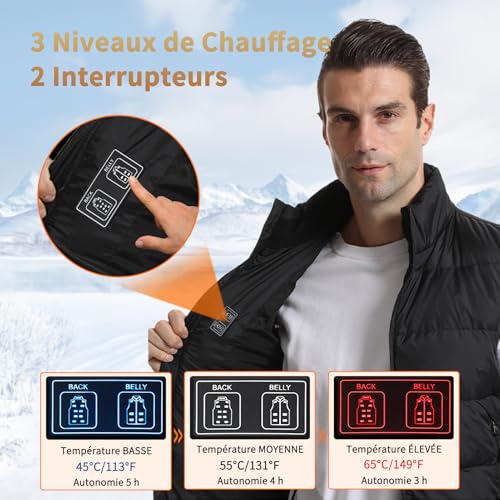 Chaleco calefactable hombre con forro térmico y calefacción USB de 15 zonas 2