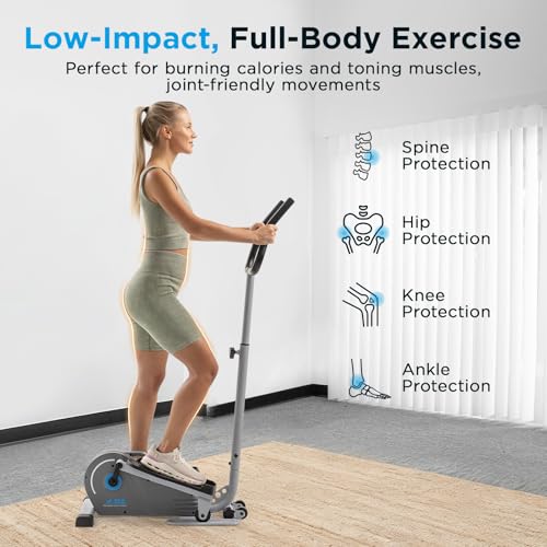 Image of JLL Elliptical Exercise Machine, Mini Elliptical Cross Trainer 2-in-1 Sit /Stand, 8-Level Magnetic Resistance, Compact Home & Office, LCD Monitor, Free Smart Fitness App, Transport Wheels