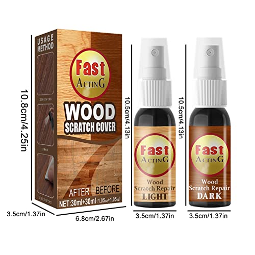Krassenverwijderingsset voor hout, snel herstel van de glans, reparatieset voor houten meubels, 2-delige natuurlijke krasreparatiespray, houten vloerreparatieset, houten meubel-polish - Afbeelding 8