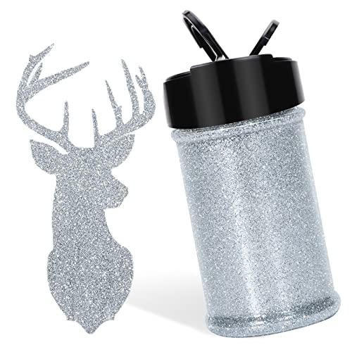 HTVRONT Silver Fine Glitter for Crafts - 50g/1.76oz Extra Fine Glitter for Resin Portable Craft Glitter for Nails Tumblers Ornaments Body Cosmetic Candle Shaker Jar