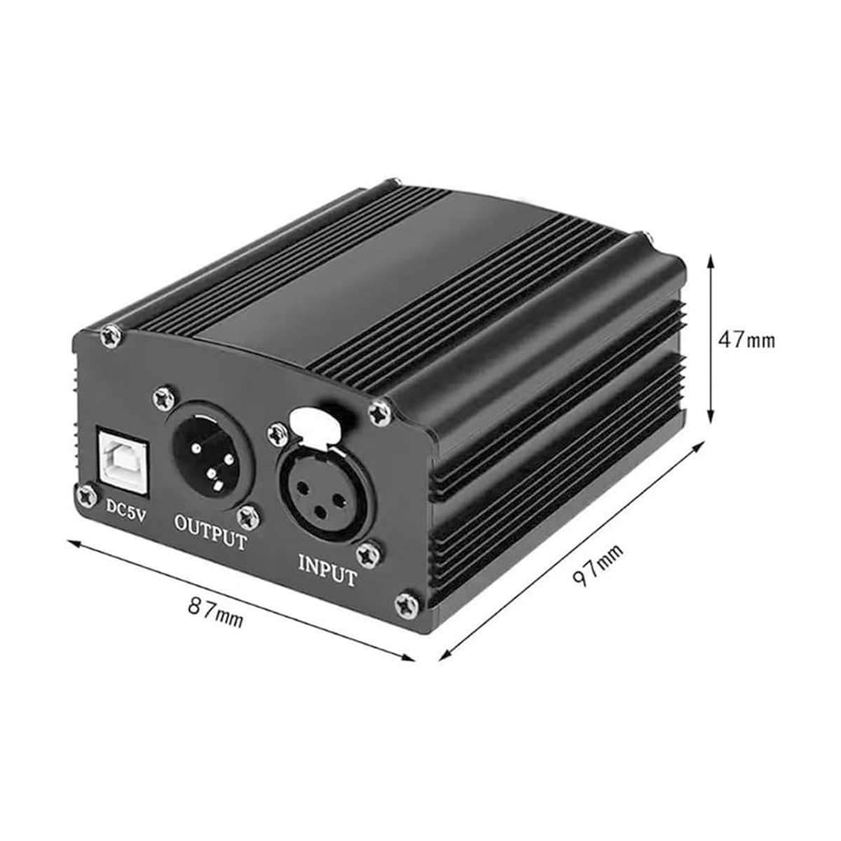 Alide Alimentation fantôme 1 canal 48 V avec câble microphone XLR 3 broches pour microphone à condensateur