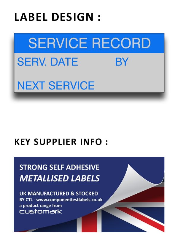 Service Record - Aluminium Foil 38mm x 15mm Labels Stickers - Price per Pack of 140 Labels (P/NO. 7827345AMZ) - Image 2