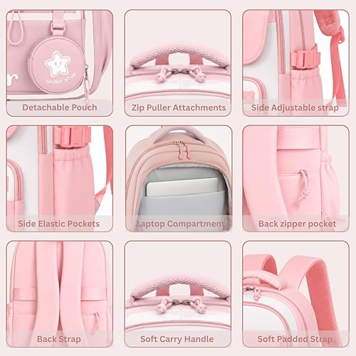Image of School & College Backpack with Detachable Pouch | 18 Inch Large capacity bag for Girls & Boys Age of 12-16 years | Best for School, Tution, Travel, Camping