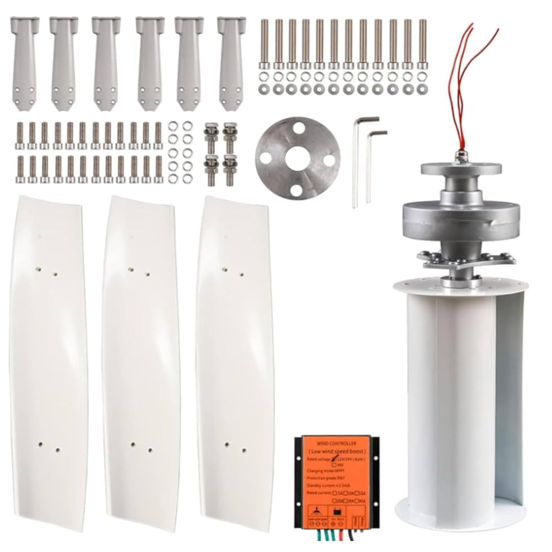 Générateur d'éolienne 3000W/8000W,12V 24V 48V 220V avec 3 pales,générateur d'éolienne Verticale, générateur à Aimant Permanent, kit d'éolienne pour éolienne Hybride solaire,3000W-220V
