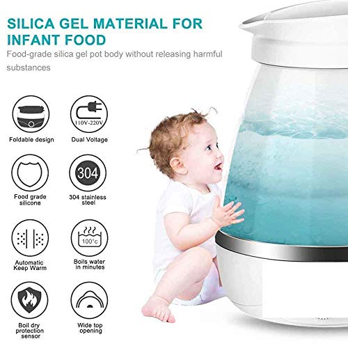 Image of Travel Foldable Electric Kettle - Dual Voltage - Food Grade Silicone, Collapses for Easy & Convenient Storage, Boil Dry Protection