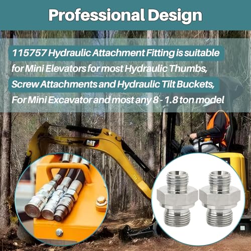 Image of 2Pcs M14 to M16 Hydraulic Fitting Adapters 115757 Replacement, Carbon Steel Threaded Connector for Mini Excavators, Construction Machinery & Hydraulic Attachments (Tilt Buckets /Thumbs)