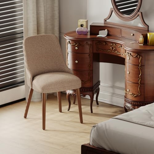 Image of MALOL Dining Room Chair Set of 4, Upholstered Kitchen Chairs with Wood Legs, High-Back Padded Dining Chairs for Dining Room /Restaurant /Cafe, Camel