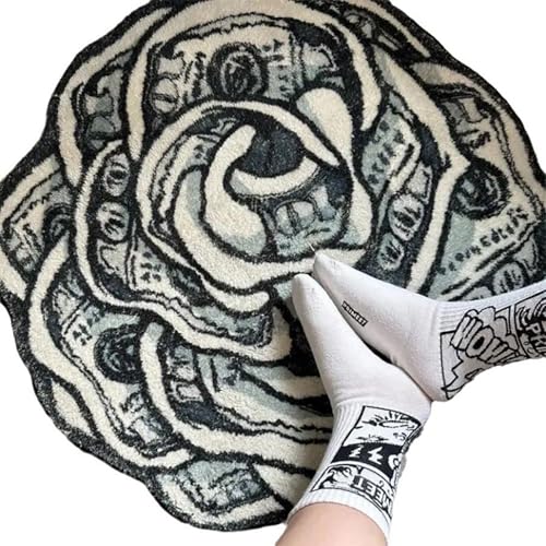 KEAOZVFE Alfombras con forma de flor, alfombra redonda suave y esponjosa para dormitorio, cocina, baño, sala de estar, alfombras de baño antideslizantes, alfombra peluda floral(120cm) - imagen 5