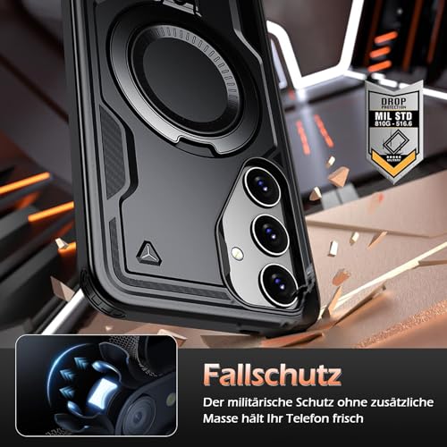 Image of for Samsung Galaxy S25 FE Case Magnetic with Stand, with Mag-Safe, with Screen Protector, Wireless Charging, Shockproof for Samsung S25 FE 5G Phone Case, Ring Holder Phone Cover (Black)