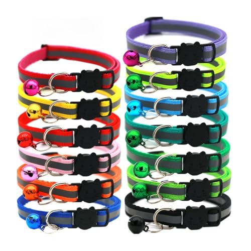 Katzenhalsband Reflektierendes 13 Verstellbar Katzenhalsbänder mit Glocke und Sicherheitsverschluss 19-32cm für alle Hauskatzen,katzenhalsband mit...